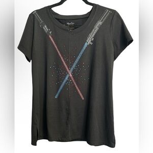 Star Wars Womens Shirt w/Rhinestone Lightsabers sz Medium